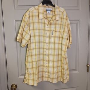 Columbia Mens Button Front Shirt Size Large Yellow Sportswear Company Plaid